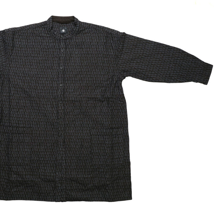 maison de soil トップス INMDS26724 80s VOILE LITTLE TREE BLOCK PRINT VERTICAL STITCHED BANDED COLLAR SHIRTS