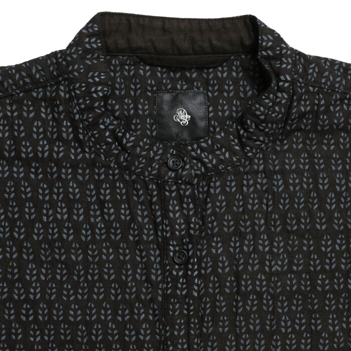 maison de soil トップス INMDS26724 80s VOILE LITTLE TREE BLOCK PRINT VERTICAL STITCHED BANDED COLLAR SHIRTS