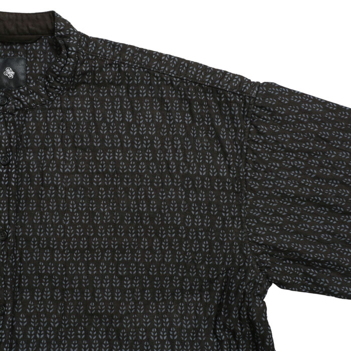 maison de soil トップス INMDS26724 80s VOILE LITTLE TREE BLOCK PRINT VERTICAL STITCHED BANDED COLLAR SHIRTS