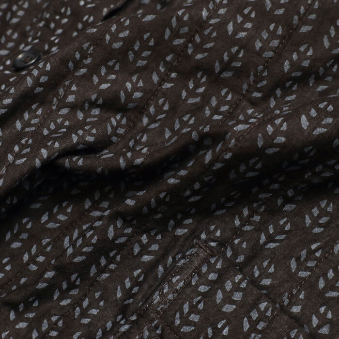 maison de soil トップス INMDS26724 80s VOILE LITTLE TREE BLOCK PRINT VERTICAL STITCHED BANDED COLLAR SHIRTS